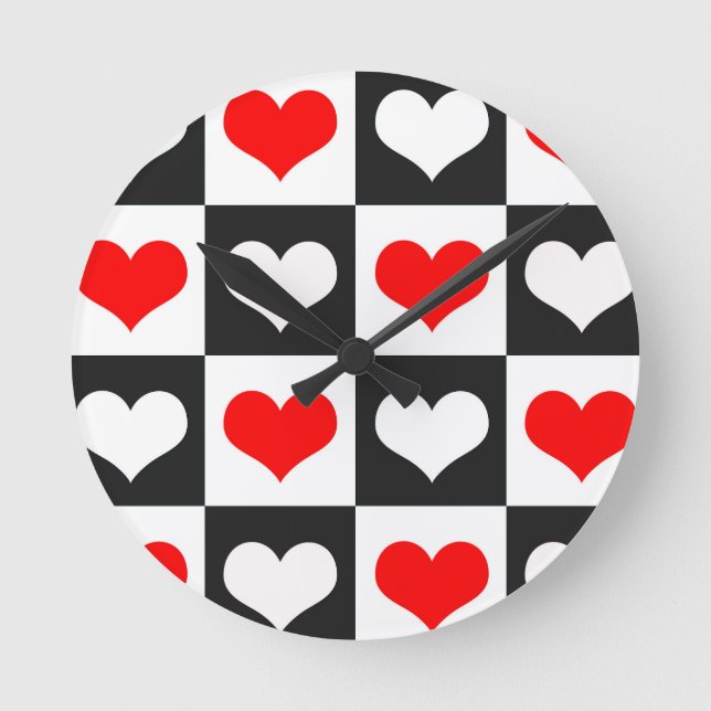 Geometric Love Heart Pattern Design  Round Clock (Front)