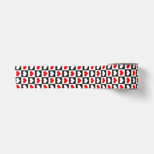 Geometric Love Heart Pattern Design Satin Ribbon