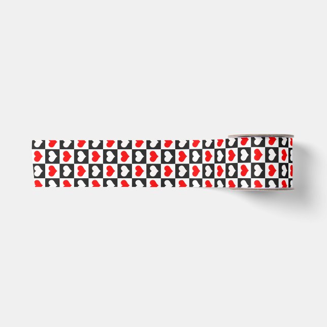 Geometric Love Heart Pattern Design  Satin Ribbon (Front)