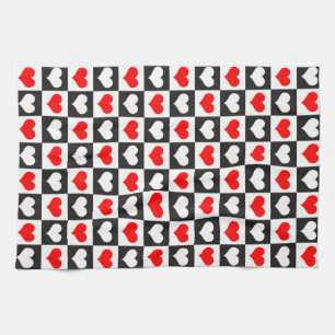 Geometric Love Heart Pattern Design Tea Towel