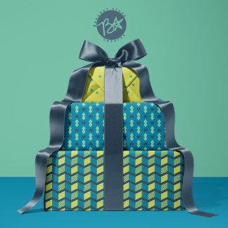 Geometric Love hearts, dots, and chevron stripes Wrapping Paper Sheet