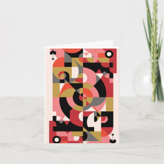 Geometric LOVE in pink, black, red, white, yellow Card