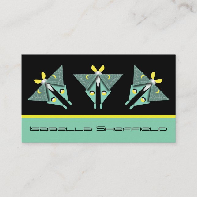 Geometric Luna Moth Business Card (Front)