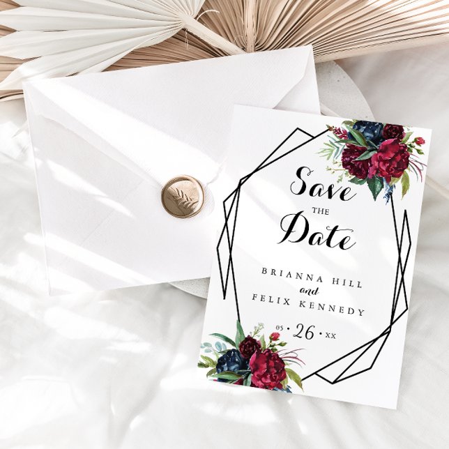 Geometric Luxury Whimsical Boho Save the Date Postcard (Creator Uploaded)
