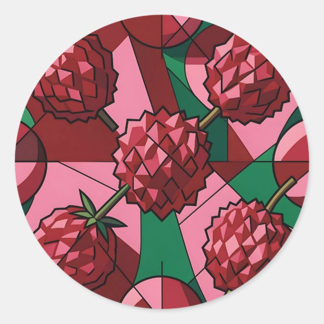 Geometric Lychee Pattern Classic Round Sticker (Front)