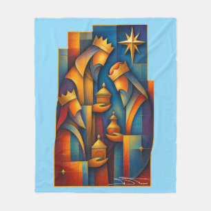 Geometric Magi - Three Wise Men Christmas Star Art Fleece Blanket