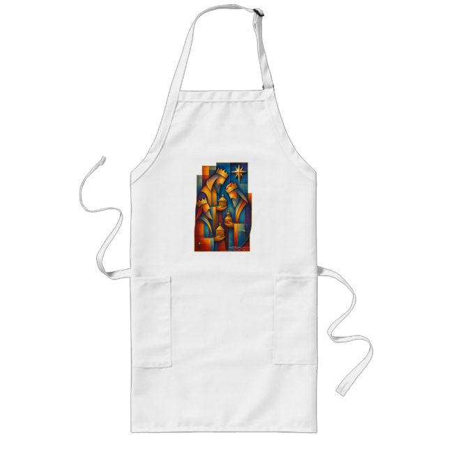 Geometric Magi - Three Wise Men Christmas Star Art Long Apron (Front)