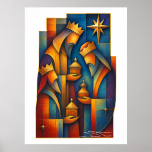 Geometric Magi - Three Wise Men Christmas Star Art Poster