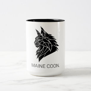 Geometric Maine Coon Silhouette Minimalist Canvas Two-Tone Coffee Mug