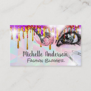 Geometric Makeup Brushes Glitter Drip Sparkle Business Card