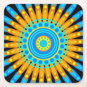 Geometric Mandala Art Circle Design 48256 Square Paper Coaster