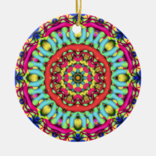 Geometric Mandala Art : Gold Blue Pink Ornament