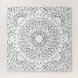 Geometric Mandala Black Lines v2 Colouring Templat Jigsaw Puzzle
