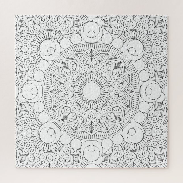Geometric Mandala Black Lines v2 Colouring Templat Jigsaw Puzzle (Vertical)
