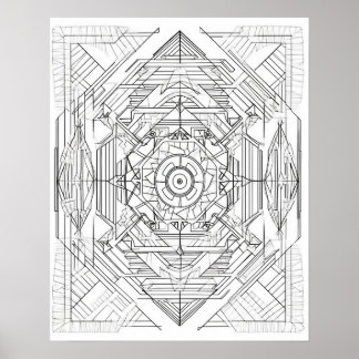 Geometric Mandala Colouring Poster for Adults