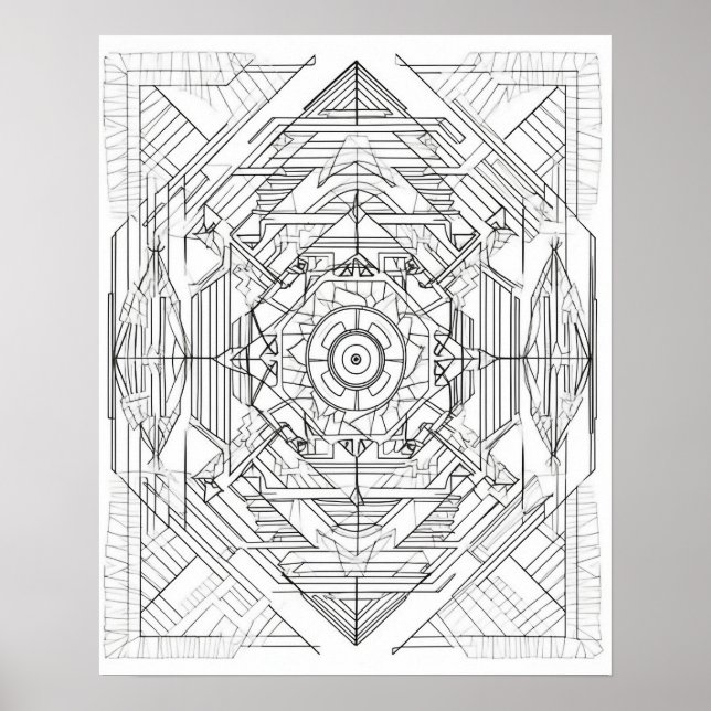 Geometric Mandala Colouring Poster for Adults (Front)