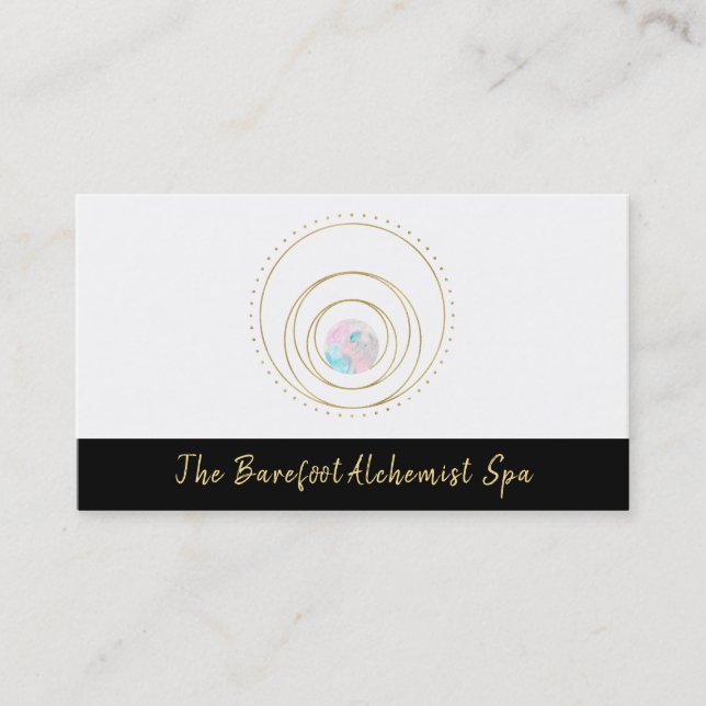 *~*  Geometric Mandala  Gold Sacred Geometry Boho Business Card (Front)