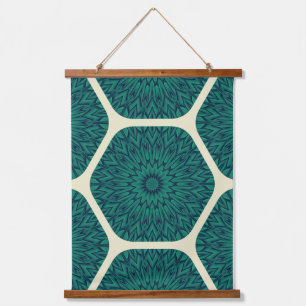 Geometric Mandala Hexagon Pattern – Deep Green & B Hanging Tapestry