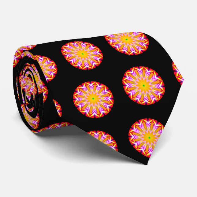 Geometric Mandala - on Black Tie (Rolled)