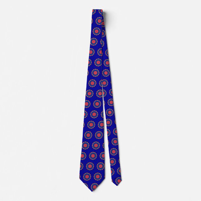 Geometric Mandala - on Blue Tie (Front)