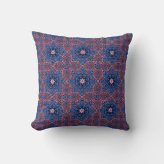 Geometric Mandala Pattern in Indigo and Rose Cushion