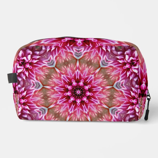 Geometric Mandala Pink Flower Pattern-67545 Dopp Kit (Front)