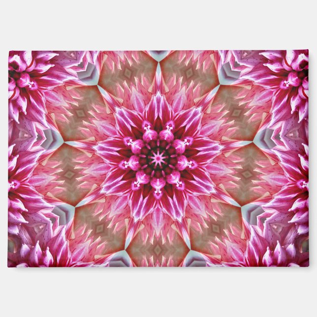 Geometric Mandala Pink Flower Pattern-67545 Keycha Magnet (Front)