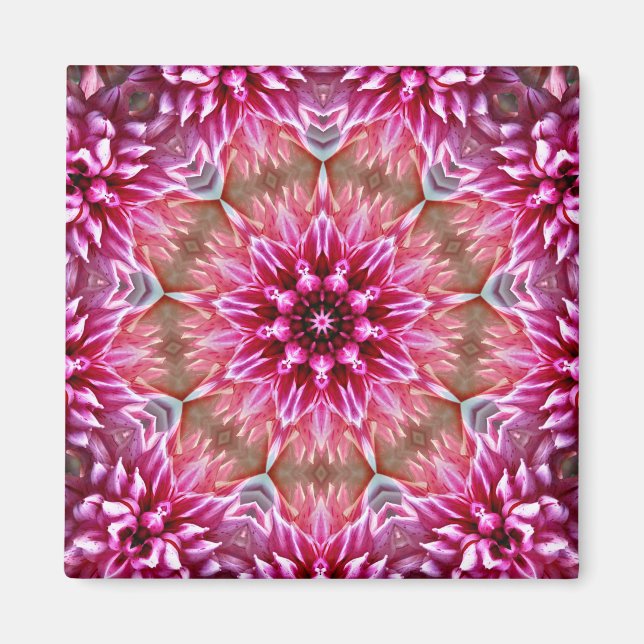 Geometric Mandala Pink Flower Pattern-67545 Keycha Magnet (Front)