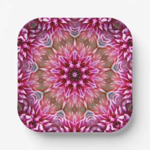 Geometric Mandala Pink Flower Pattern-67545 Paper Plate
