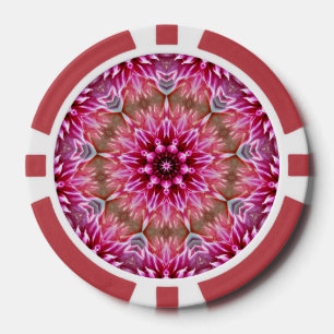 Geometric Mandala Pink Flower Pattern-67545 Poker Chips