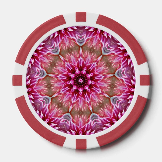 Geometric Mandala Pink Flower Pattern-67545 Poker Chips (Front)