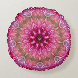 Geometric Mandala Pink Flower Pattern-67545 Round Cushion