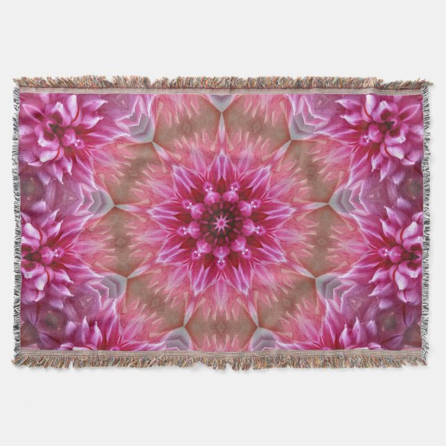 Geometric Mandala Pink Flower Pattern-67545 Throw Blanket (Front)
