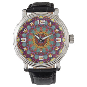 Geometric Mandala Purple Blue Design-64351 Watch