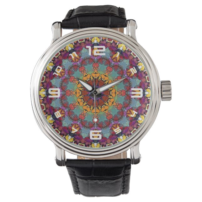 Geometric Mandala Purple Blue Design-64351 Watch (Front)