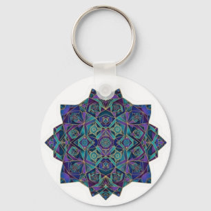 Geometric Mandala Sacred Pattern Abstract Art Key Ring