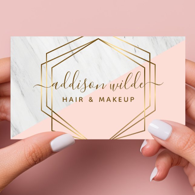 Geometric Marble Blush Pink Business Card (Creator Uploaded)