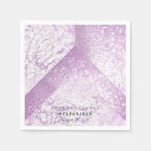 Geometric Marble White Purple Bridal Party Napkin