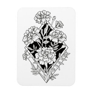 Geometric Marigold Flowers Magnet