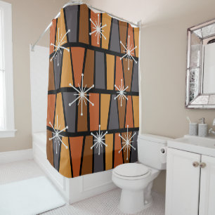 Geometric MCM Abstract Burnt Orange Shower Curtain