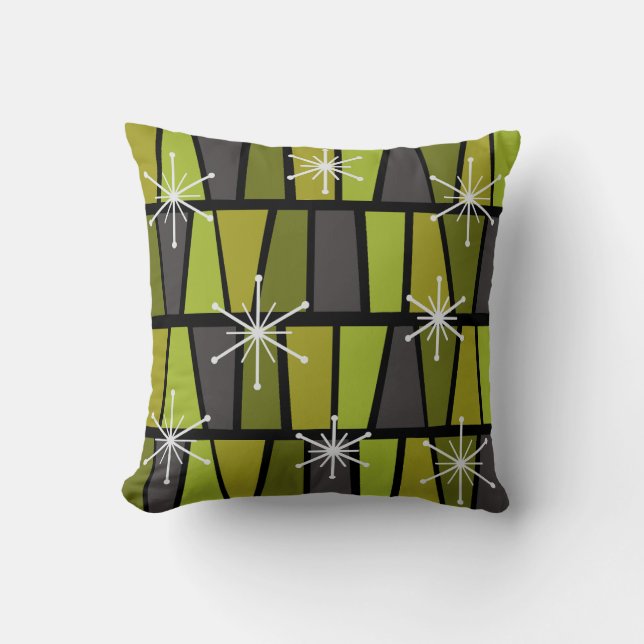 Geometric MCM Abstract Olive Green Cushion (Front)