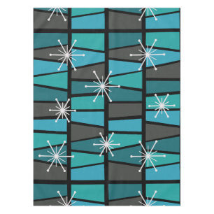 Geometric MCM Abstract Turquoise Teal Tablecloth