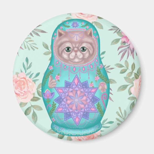 Geometric meowtreshka magnet (Front)