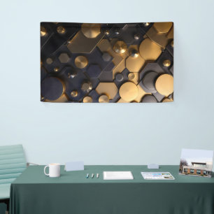 Geometric Metallic Abstract Wall Art – Gold and Bl Banner