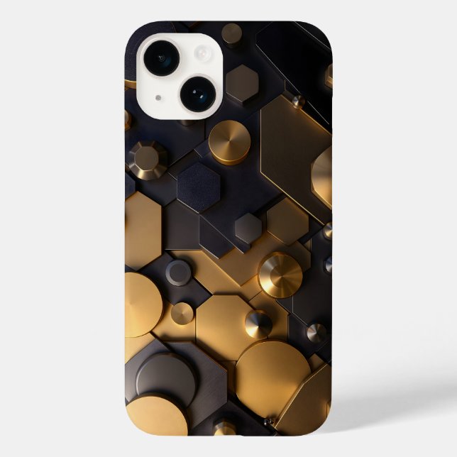 Geometric Metallic Abstract Wall Art – Gold and Bl Case-Mate iPhone Case (Back)