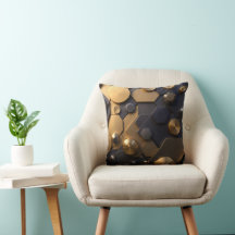 Geometric Metallic Abstract Wall Art – Gold and Bl
