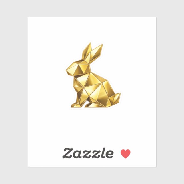 Geometric Metallic Gold Origami Bunny Rabbit (Sheet)