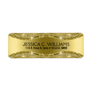 Geometric Metallic Shiny Gold Texture Return Address Label