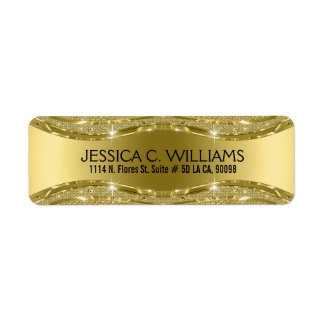 Geometric Metallic Shiny Gold Texture Return Address Label