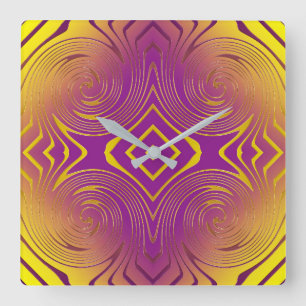 geometric metallic swirl texture square wall clock